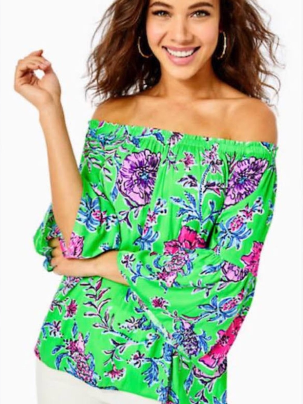 Lilly Pulitzer Nevie off the shoulder top L EUC